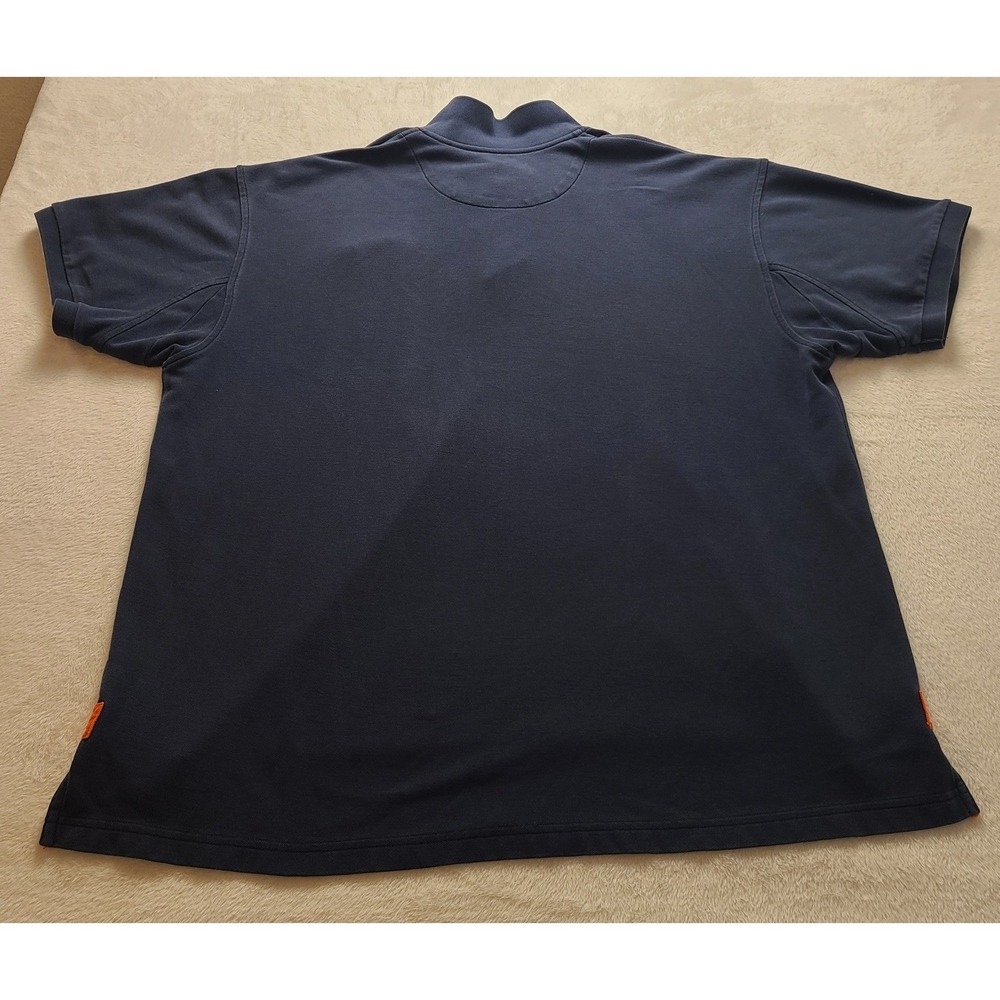 Orvis Men's XXL Short Sleeve Polo Shirt Navy Blue Orange Contrast Pique Knit - Picture 2 of 14